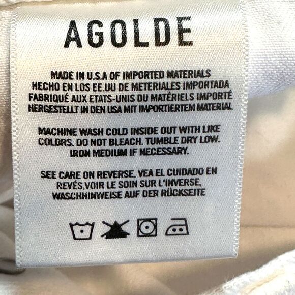 Agolde Broken Waistband Jeans White Wide Leg Button Fly Organic Cotton Size 31 - Picture 7 of 13